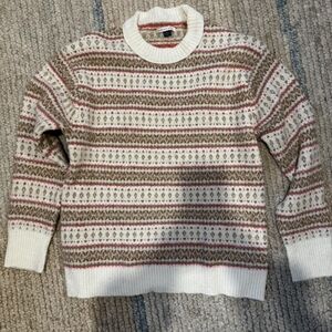 American Eagle Outfitters Cream and Red Patterned Sweater